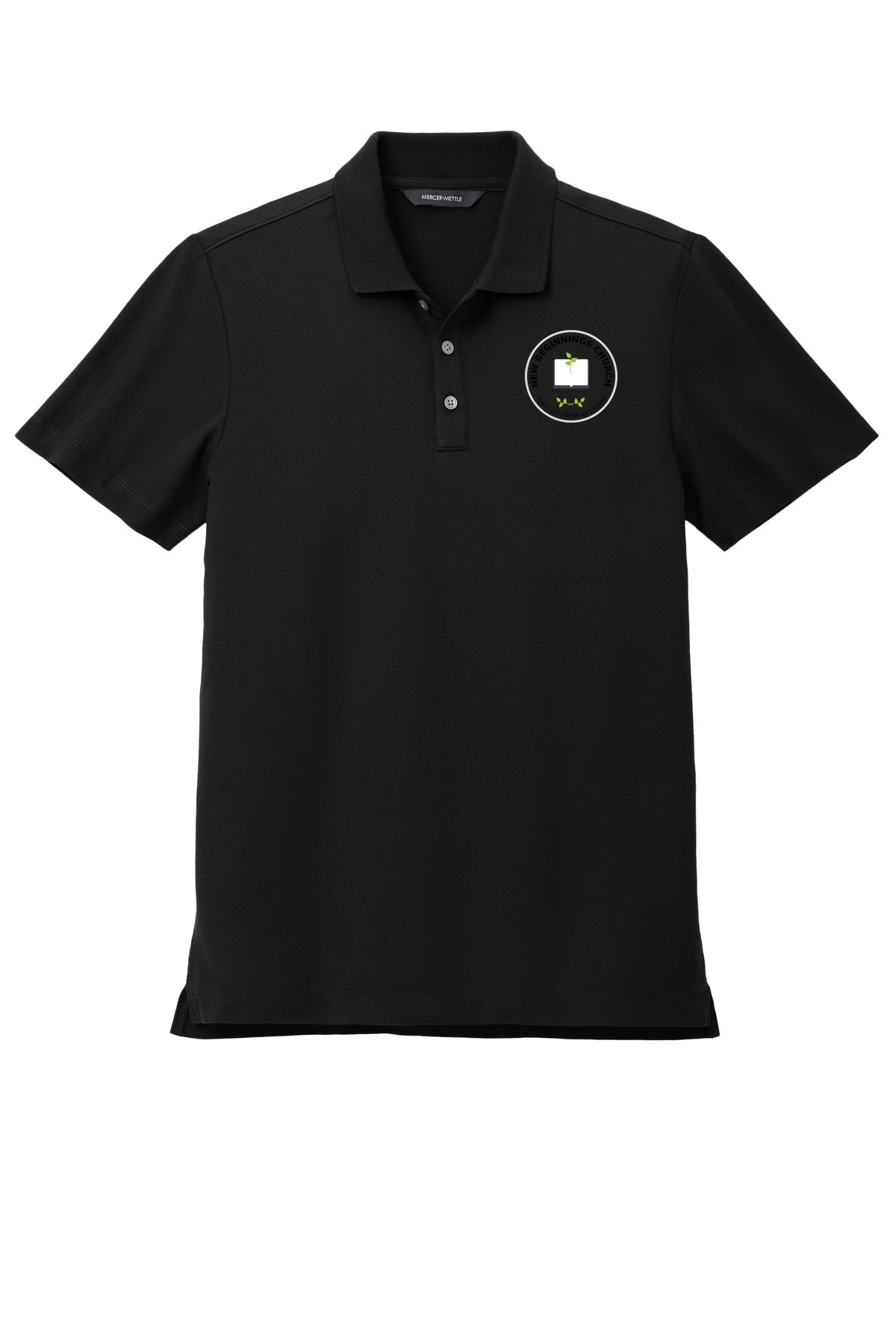 Variant Image for MM1004 - Mercer+Mettle® Stretch Pique Polo - NBCS - White/Tan - Website Staff New Beginning Church